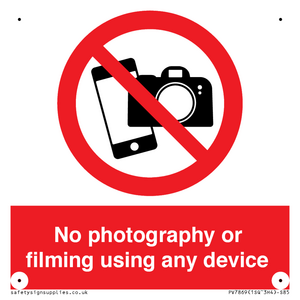 No photography or filming using any device